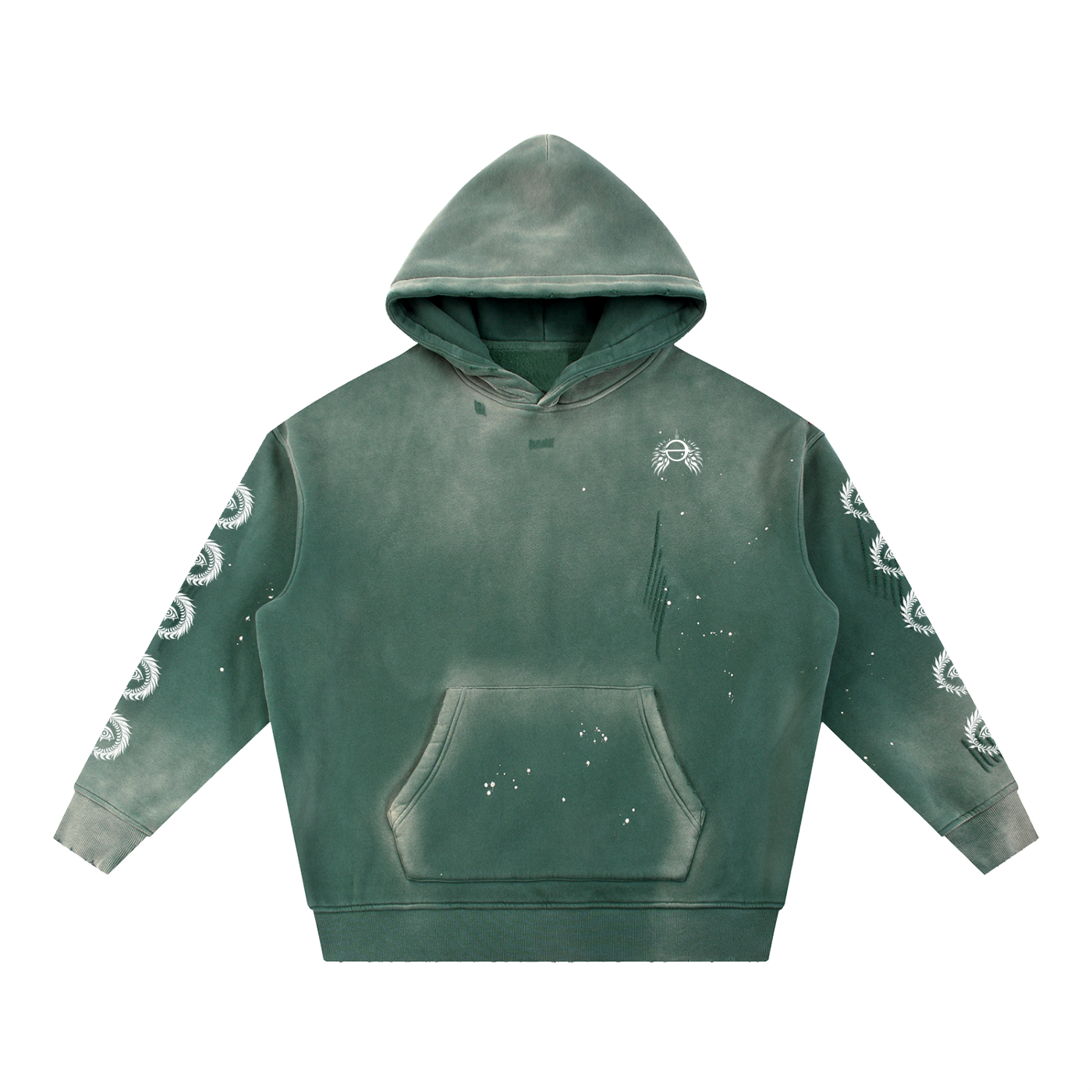 Vintage Washed Frayed Fleece Hoodie 360 GSM