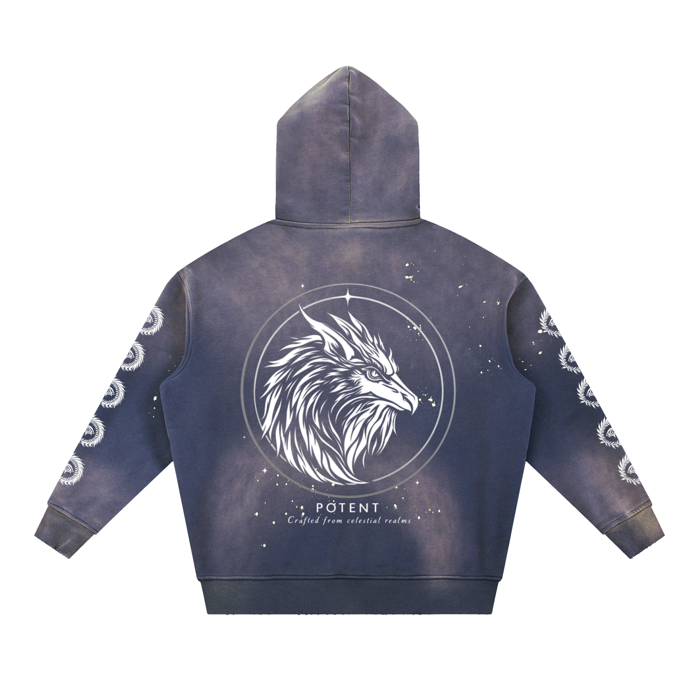 Vintage Washed Frayed Fleece Hoodie 360 GSM