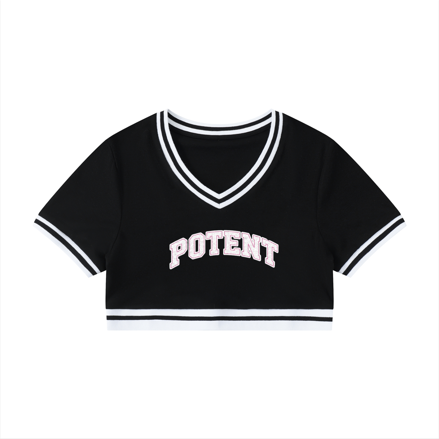 Women's Color Block V-Neck Crop T-Shirt