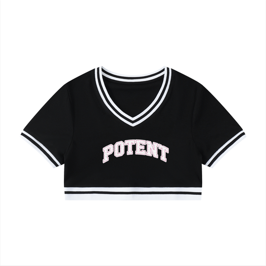 Women's Color Block V-Neck Crop T-Shirt