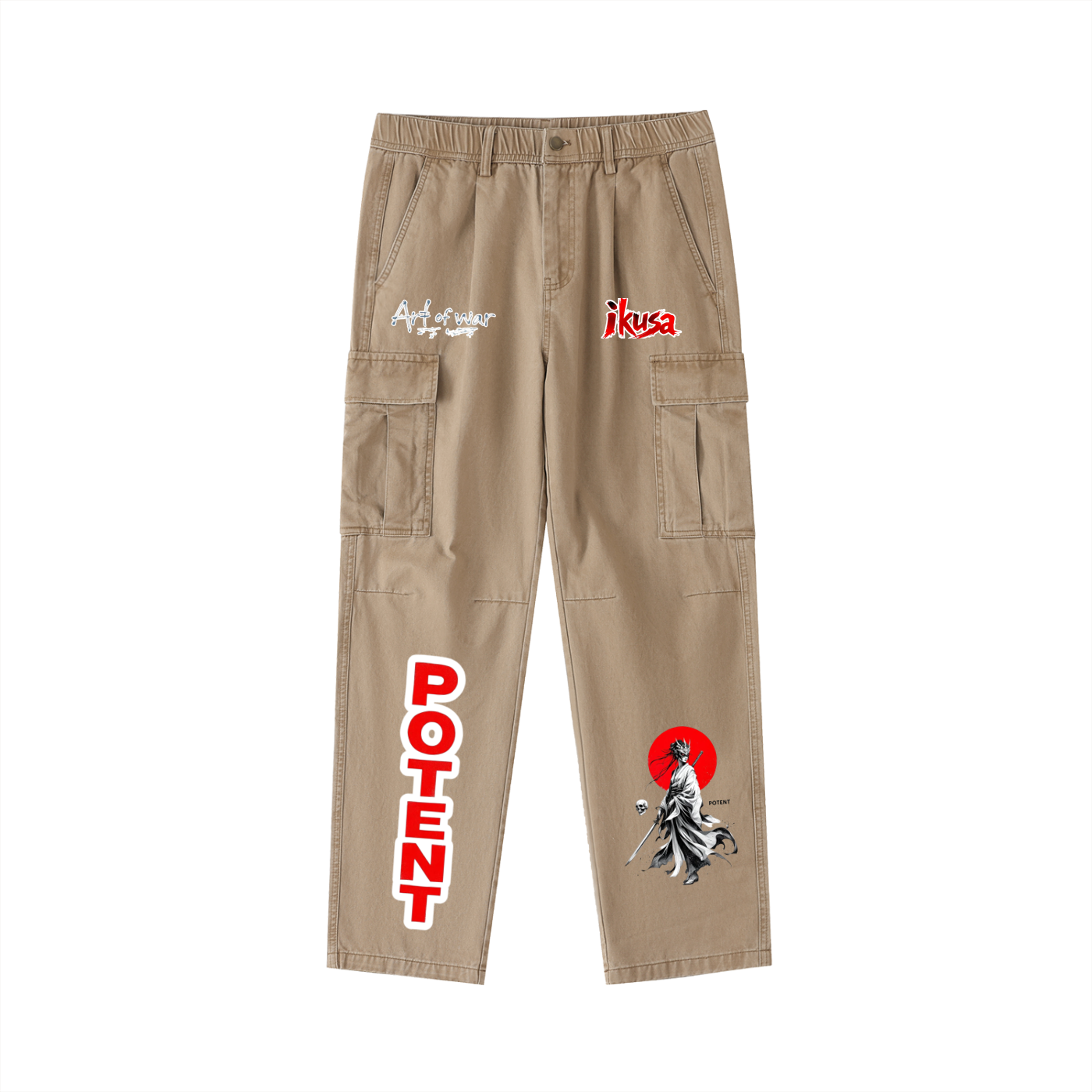 Cotton Elastic-Waist Cargo Pants