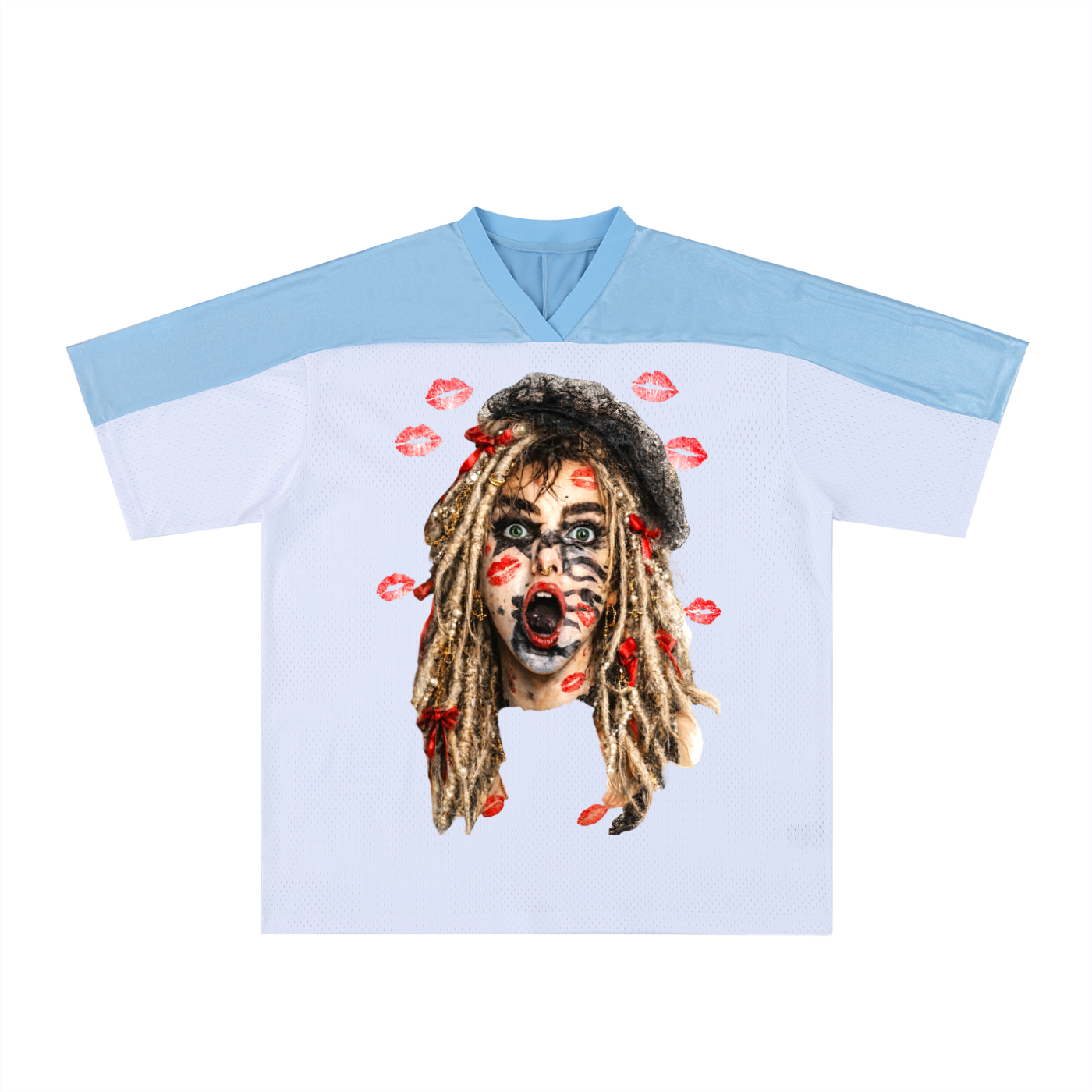 Oversized Mesh V-Neck Soccer Jersey
